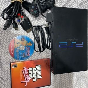Sony PlayStation 2 PS2 Fat Console SCPH-50001 Bundle Controller, Game + Wires